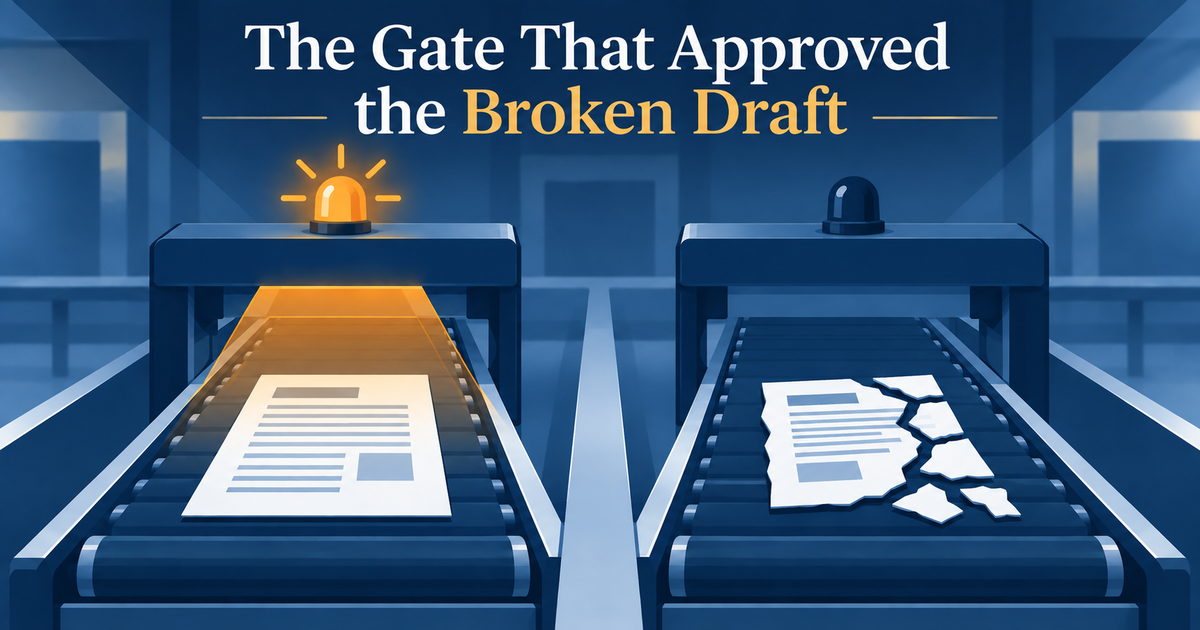 A writing-quality checkpoint warns on a clean document but ignores a broken document